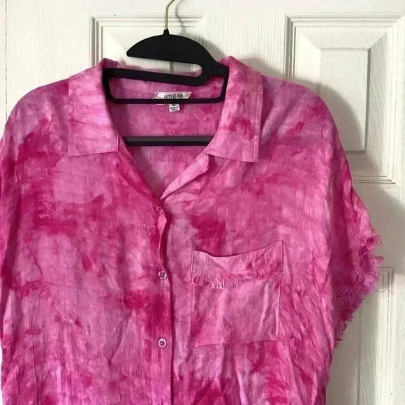 UMGEE Washed Pink  Tie Dye Shirt Mini Dress Frye  Hem Size Medium - Picture 3 of 12